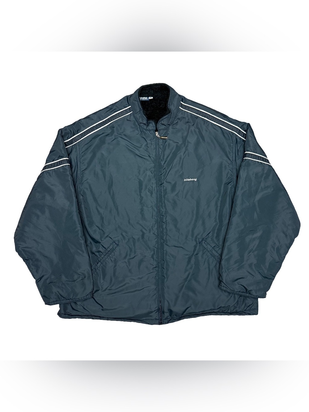 Vintage 90s Billabong Sherpa Lined Zip Jacket Navy Medium